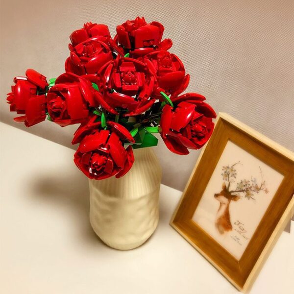 Electrib Rose Building Block Bouquet 0W 0V 0Ah 0km/h 0km 0" Decorative Assembly Gift - Image 2