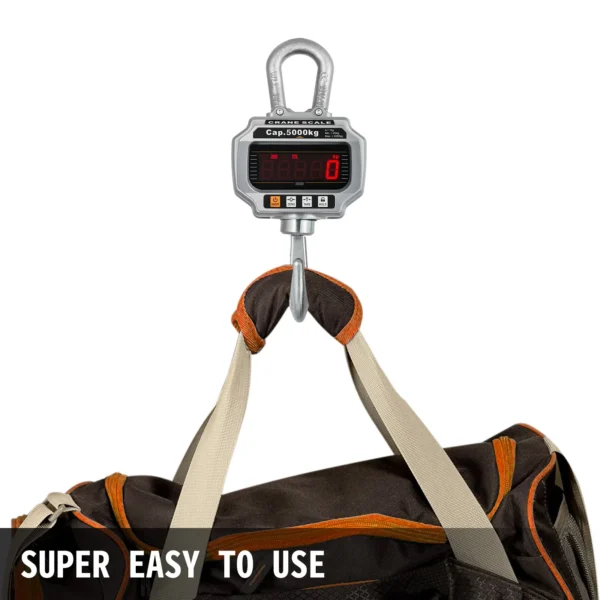 VEVOR 3000 5000kg Digital Crane Scales Heavy Duty Aluminum Hanging Scale W/ OCS-T LCD Display Reinforced Ring Hook for Industry - Image 4