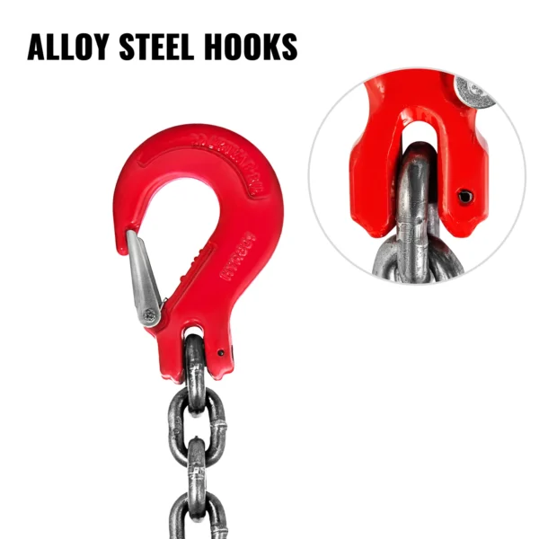 VEVOR 4T Chain Sling - 1M / 2M x 8MM Four Leg with Powder Coating Steel Hook - Grade 80 High Temperature Resistance for Lifting - Image 4