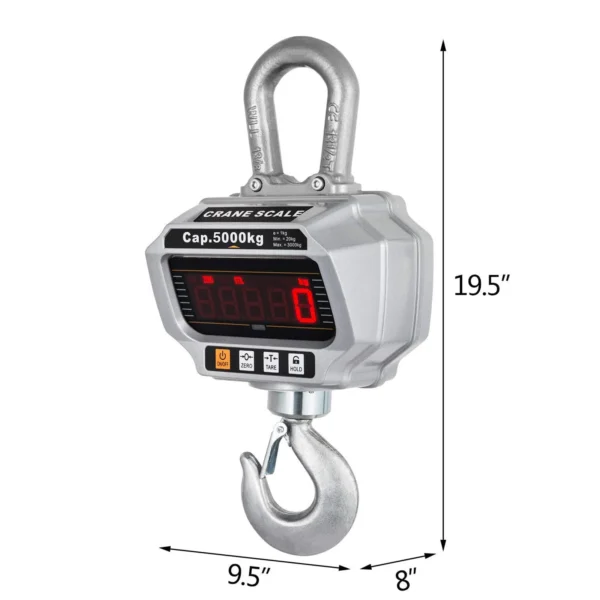 VEVOR 3000 5000kg Digital Crane Scales Heavy Duty Aluminum Hanging Scale W/ OCS-T LCD Display Reinforced Ring Hook for Industry - Image 6