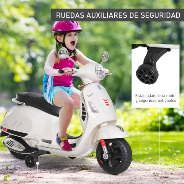 Homcom Children's Electric Motorcycle Car Tricycle Vespa Battery Powered Electric Scooter with Light Mp3 USB Children 3-6 Years - Image 5
