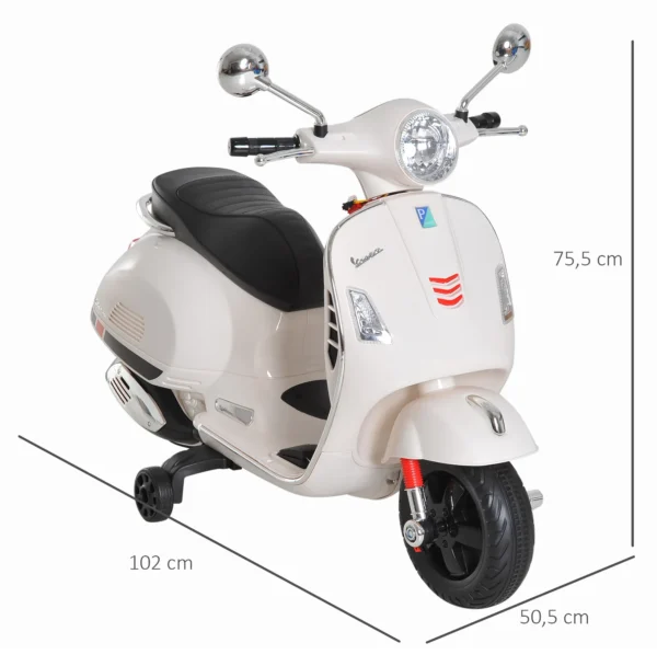 Homcom Children's Electric Motorcycle Car Tricycle Vespa Battery Powered Electric Scooter with Light Mp3 USB Children 3-6 Years - Image 6