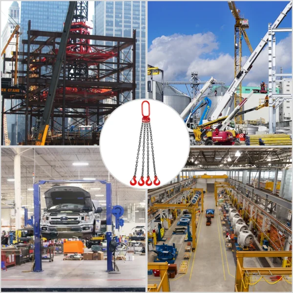 VEVOR 4T Chain Sling - 1M / 2M x 8MM Four Leg with Powder Coating Steel Hook - Grade 80 High Temperature Resistance for Lifting - Image 2