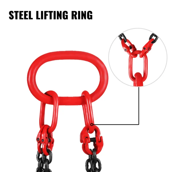 VEVOR Lifting Chain Sling Lifts 5 Tonne 1.5M 3M 4M X 5/16 Inch Heavy Duty With 4 Legs Grade Hooks and Adjuster G80 Alloy Steel - Image 6
