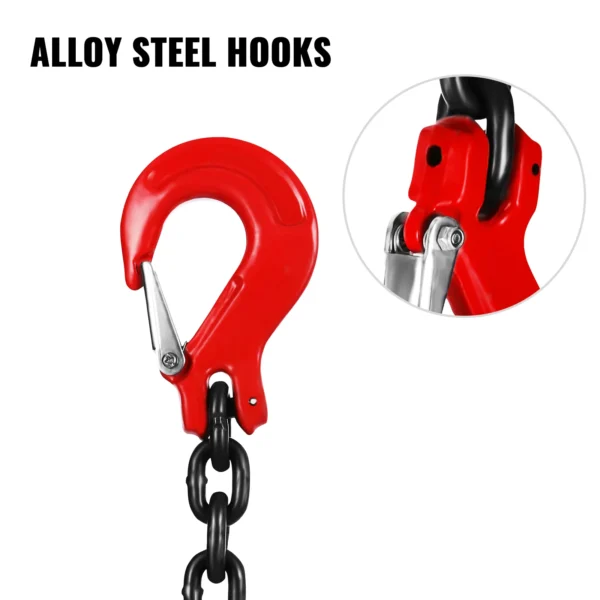 VEVOR Lifting Chain Sling Lifts 5 Tonne 1.5M 3M 4M X 5/16 Inch Heavy Duty With 4 Legs Grade Hooks and Adjuster G80 Alloy Steel - Image 5