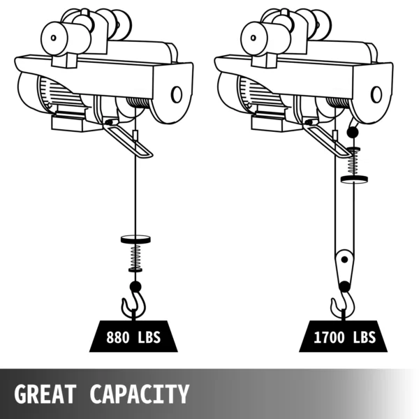 VEVOR 1700LBS/2200LBS Wired Electric Hoist Crane with Trolley Portable Lifter Overhead Winch Effort Elevator for Garage Lifting - Image 3