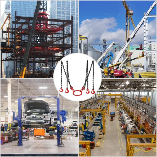 VEVOR Lifting Chain Sling Lifts 5 Tonne 1.5M 3M 4M X 5/16 Inch Heavy Duty With 4 Legs Grade Hooks and Adjuster G80 Alloy Steel - Image 2