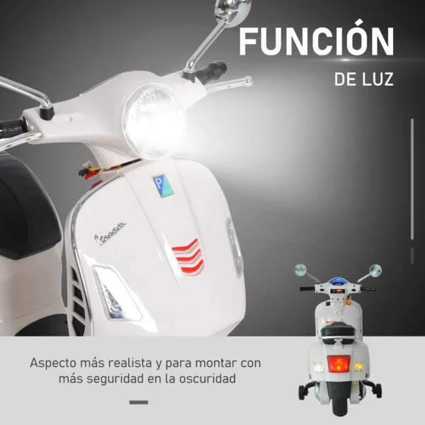 Homcom Children's Electric Motorcycle Car Tricycle Vespa Battery Powered Electric Scooter with Light Mp3 USB Children 3-6 Years - Image 3