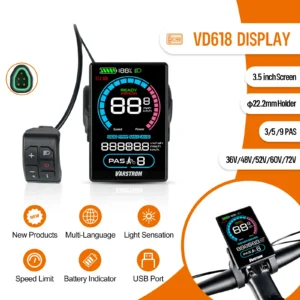 VD618 Display for Bafang Middle Motor CAN Bus E-Bike Display Compatible with M625 M325 M225 M200 M400 M500 M600 M620 M420 M510