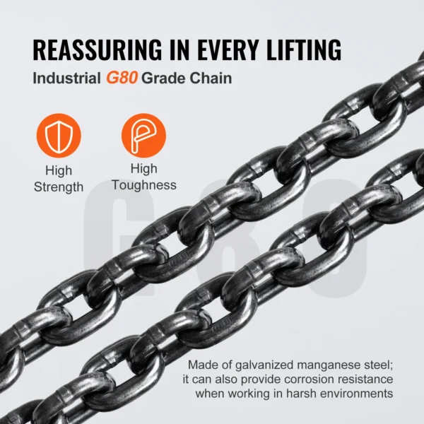 VEVOR 1/2/3T Manual Hand Chain Hoist G80 Galvanized Carbon Steel with Double-Pawl Brake Auto Chain Leading 360° Rotation Hook - Image 5