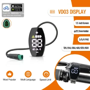 VD03 Display for Bafang Middle Motor CAN Bus E-Bike Display Support App Compatible with BBS01B BBS02B BBS-HD M200 M400 M500 M600