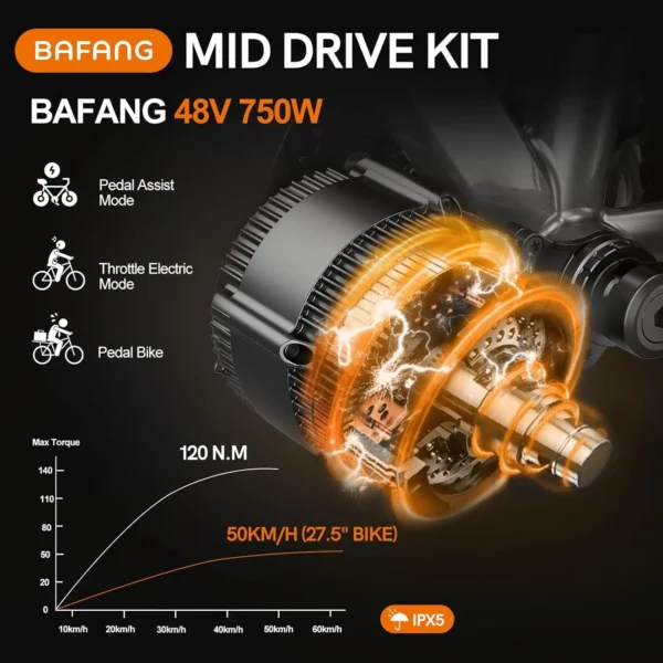Bafang 750W Mid Drive Motor Electric Bicycle Conversion Kit M315 BBS02B BBS02 Ebike Engine 48V 52V 20Ah 17.5Ah Hailong Battery - Image 2