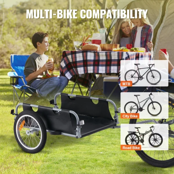 VEVOR 100 lbs Bike Cargo Trailer Foldable Bicycle Wagon Storage Cart with 16" Wheels & Safe Reflectors Fits 22"-28" Bike Wheels - Image 6