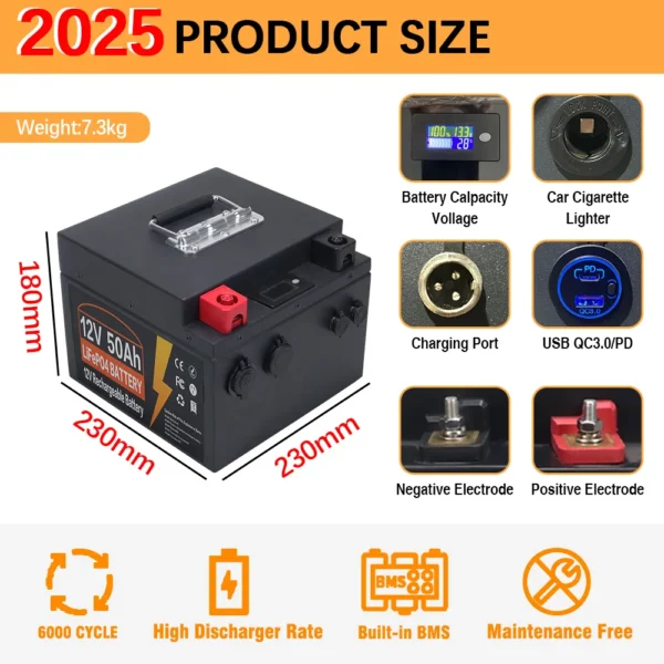 USAMR 50Ah 12V LiFePO4 Battery - Image 3