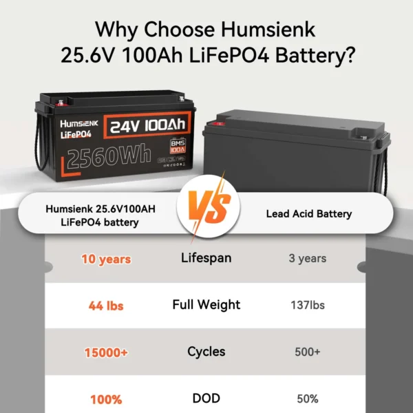 Humsienk 100Ah 24V LiFePO4 Battery – Bild 2