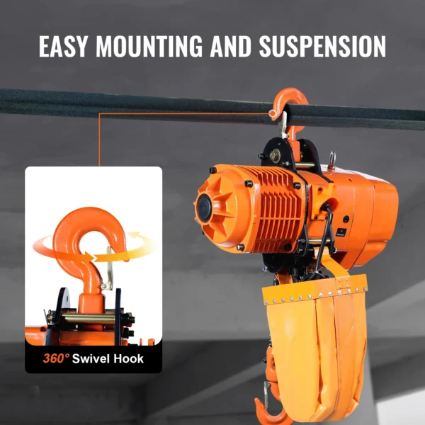 VEVOR 4400lbs Electric Chain Hoist 21.6 ft/min Three Phase Overhead Crane with G100 Chain Wireless Control for Garage Litfing - Image 6