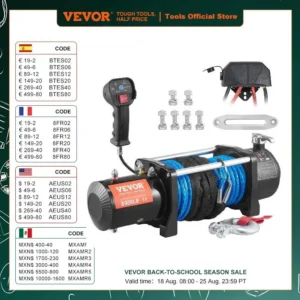 VEVOR 8000 lbs Electric Winch ATV Nylon Rope Winch with Wireless Handheld Remote for Towing Car Trailer Clearance Sale