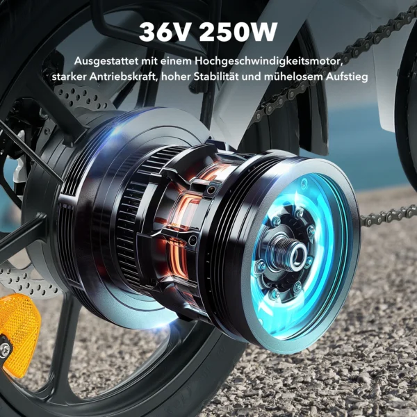 isinwheel U3 500W 36V 7.8Ah 25km/h 10-30km 16" Foldable Electric Bicycle - Image 3