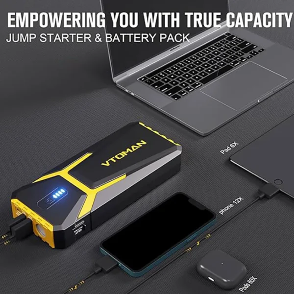VTOMAN V10 PRO 4500A Car Jump Starter, with LED Lights, Type C Quick Charge, for 12V Vehicles, 24 Months Standby Time, Portable - Image 6