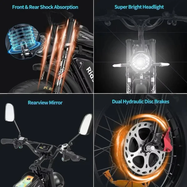 RIDSTAR Q20pro 2000W 52V 40Ah 30-50km/h >60km 20" Mountain E-bike - Image 5