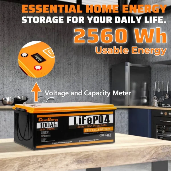 Cloudenergy CL24-100 24V 100Ah LiFePO4 Battery Pack, 2560Wh Energy, 6000+ Cycles, Built-in 100A BMS, Support in Series/Parallel – Bild 4