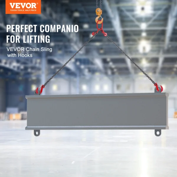 VEVOR 3T Chain Sling 6 ft Heavy Duty Lifting Chains with 2 Leg Grab Hooks G80 for Engine Manual Hoist Lifting Tool - Image 2