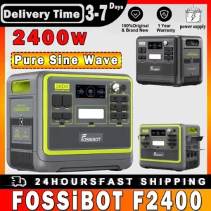 Fossibot F2400 Pure Sine Wave Portable Power Station 2048Wh 2400W Output Generator 16 Output Ports Solar Portable Folding Trolley