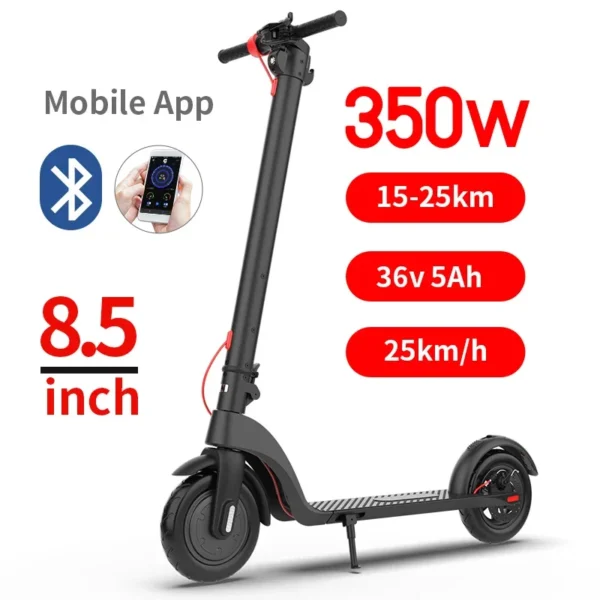 HX X7 350W 36V 5Ah 25km/h 15-60km 10" Foldable Electric Scooter - Image 2
