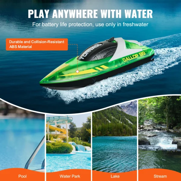 VEVOR HJ819 RC Boat 2.4GHz 12 km/h High Speed Remote Control Racing Boat Waterproof Electric Radio Toys for Boys 14Y+ Gifts - Image 4