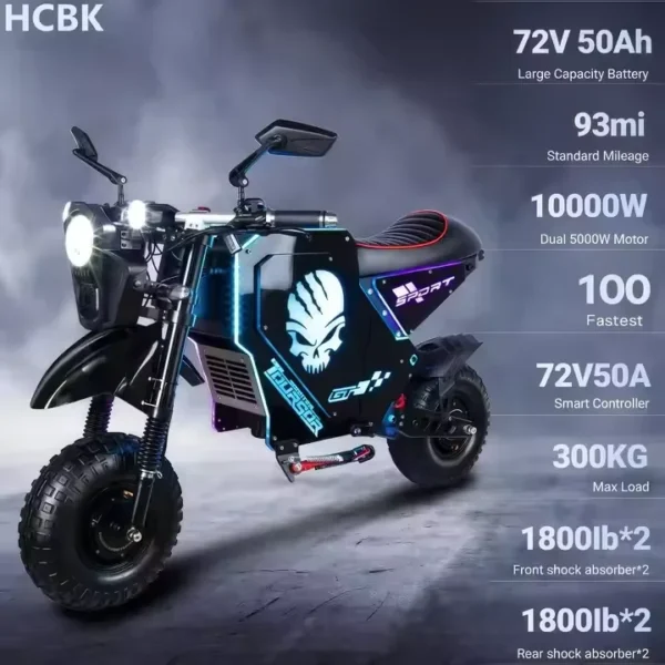 M10 72V 50Ah 10000W Dual Drive Electric Motorbike - Image 5