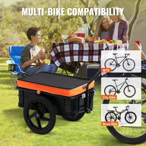 VEVOR 88 lbs Bike Cargo Trailer Bicycle Wagon Cart Foldable Storage with 16" Wheels & Safe Reflectors Fits 24"-28" Bike Wheels - Image 6
