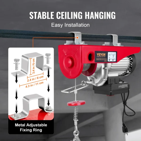 VEVOR 400-1000kg Electric Hoist Lifting Crane Cable Hoist Winch for Boat Car Garage Elevator with Wired Remote Control Lifter - Image 6