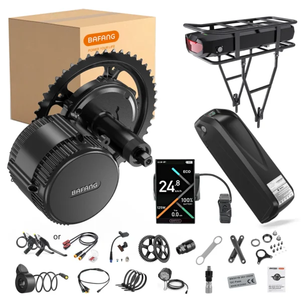 Kit de conversion de moteur central BAFANG 36 V 250 W 500 W, batterie Li-ion 17,4 Ah 25 Ah, pour vélo électrique, pour déplacements en ville