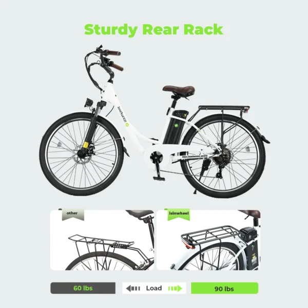 isinwheel U2 500W 36V 13Ah 30-50km/h >60km 26" City Commuter Electric Bicycle - Image 6