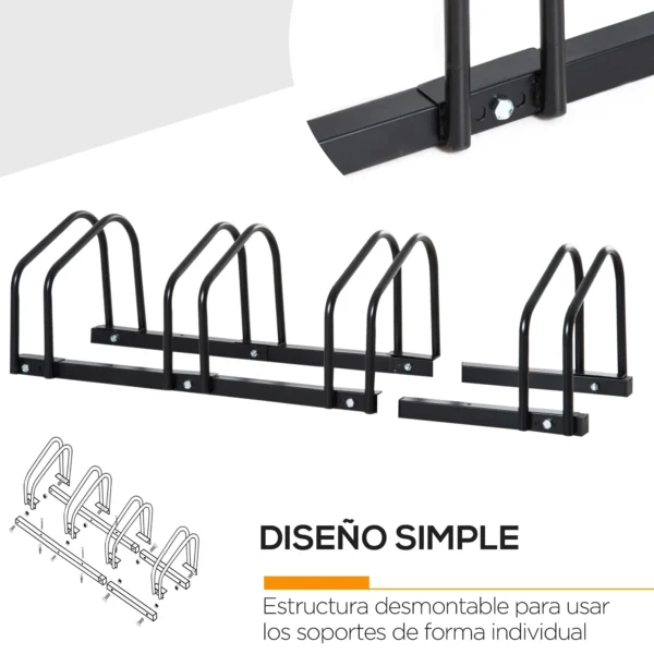 HOMCOM parking for 4 bicycles steel bracket 110x33x27 cm black - Image 5