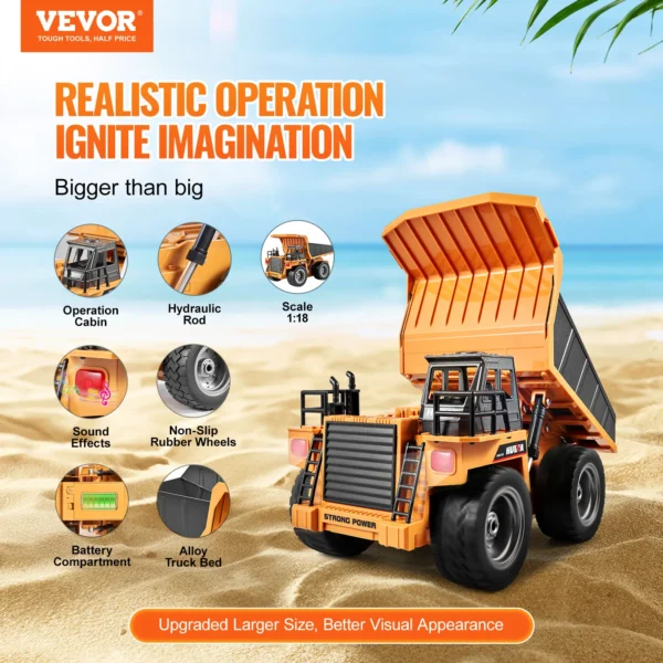 VEVOR 1:18 RC Dump Truck Car Engineering Vehicle Forklift Heavy Excavator Remote Control Car Toys for Boys Children's Gifts - Image 2