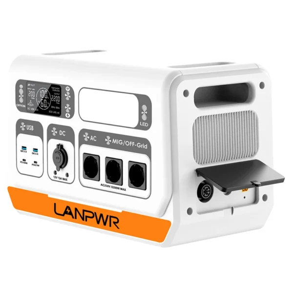 LANPWR 2200PRO Portable Power Station with On-grid Inverter Support 200W/400W/600W/800W, AC Output LiFePO4 2048Wh±5%(40Ah/51.2V) - Image 3