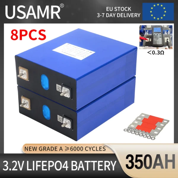 USAMR 8pcs 3.2V 350Ah LiFePO4 Battery Cells