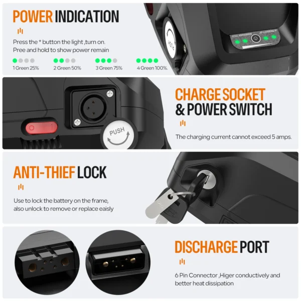 Original 48V Battery 48V 52V 20AH ebike Battery 36V Hailong Max 30A BMS 350W 500W 750W 1000W 18650 21700 Cell BBS02 BBS03 BBSHD - Image 3
