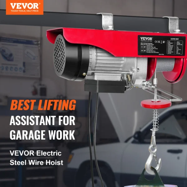 VEVOR 550lbs/250kg Electric Hoist Portable Lifter Steel Wire Winch with 14ft Wired Remote Control for Garage Warehouse Factory - Image 2