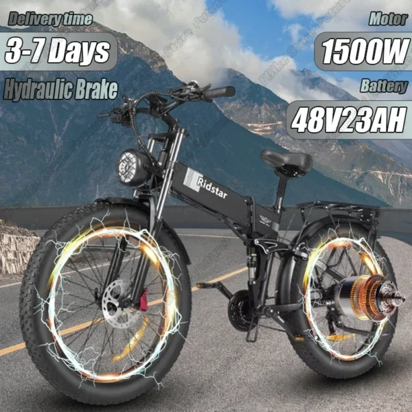 Ridstar H26 PRO 250W 48V 23Ah 60km 26" Foldable Electric Bike - Image 2