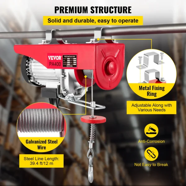 VEVOR Electric Hoist Winch Cable Lifting Engine Crane Remote Control Wire Hoist for Boat Car Scaffolding Garage Warehouse Lift - Image 6