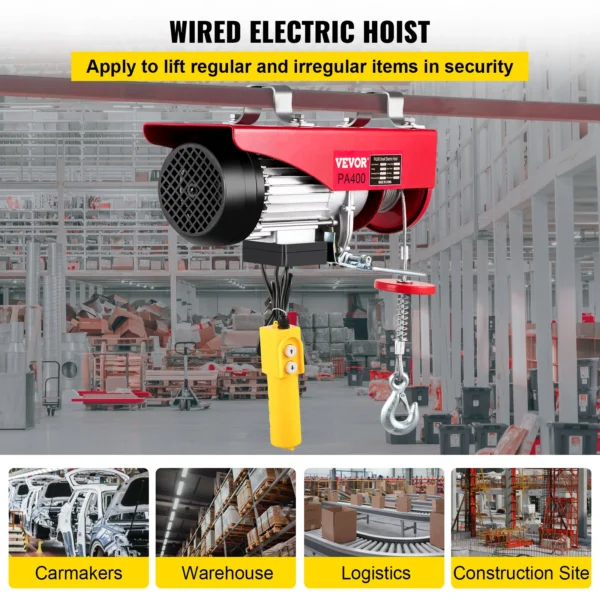 VEVOR Electric Hoist Winch Cable Lifting Engine Crane Remote Control Wire Hoist for Boat Car Scaffolding Garage Warehouse Lift - Image 2