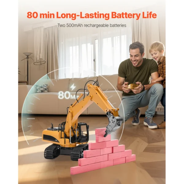 VEVOR 2.4G Remote Control Excavator Dump Truck 3 in 1 RC Model Car Digger Toy with Light & Sound Construction Vehicle for Kid - Image 6