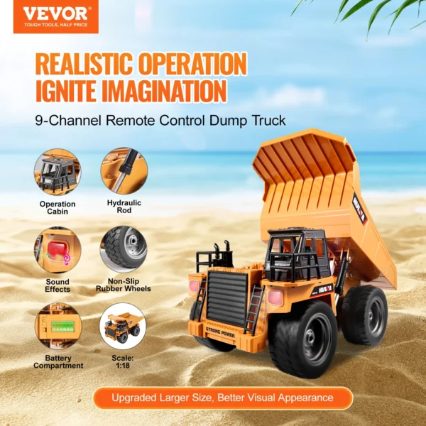 VEVOR RC Car Children Toys Remote Control Dump Truck Toys 9-Channel with Batteries for Toddlers Boys Electric Car Kids Toys Gift - Image 2
