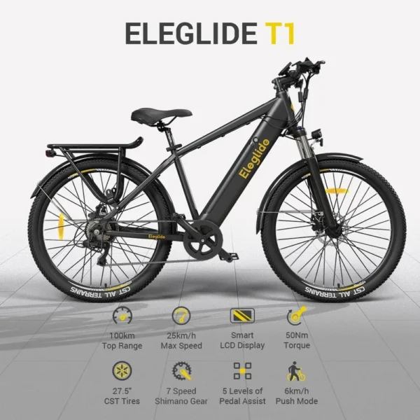 Eleglide T1 Adult Bikes 27.5" 250W Motor Electric Bikes 36V 13AH 100km Range 25KM/H MAX Electric Bicycles Cheap Electric Bike - Image 2