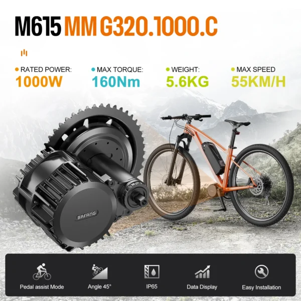 BAFANG 1000W 48V BBSHD Mid Drive Motor Kits Electric Bicycle Motor BBS03 68mm -120mm Ebike Mid Drive motor engine Conversion Kit - Kuva 2