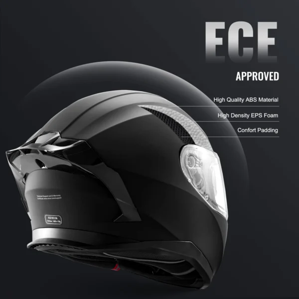 VEVOR Motorcycle Helmet, Full Face, Smart Street ABS&High Density Helmet with Bluetooth Slot&Interchangeable Lens Fit for Adults - Image 3