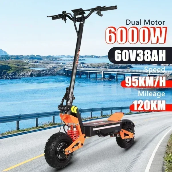 Electrib X5 6000W 60V 38Ah 100KM/H 120KM 11" Two-wheel Electric Scooter