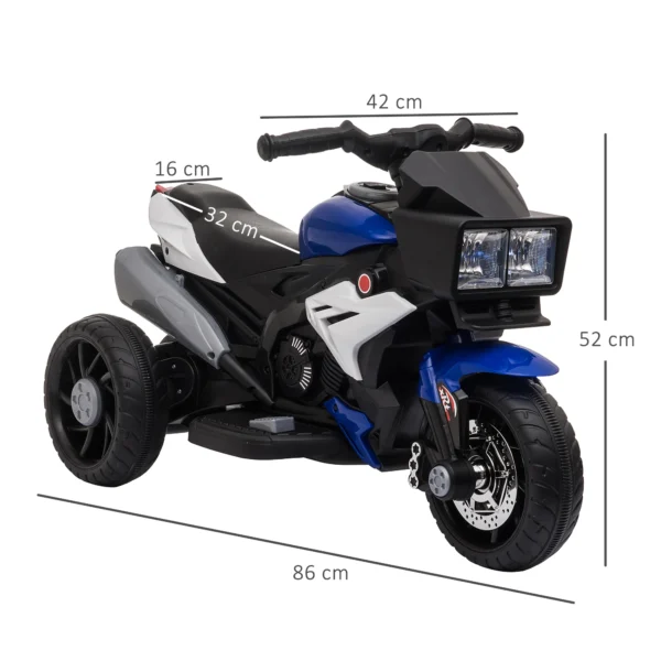 HOMCOM electric motorcycle + 3 years with 3 wheels Lights Music 3 km/h 86x42x52cm - Image 3